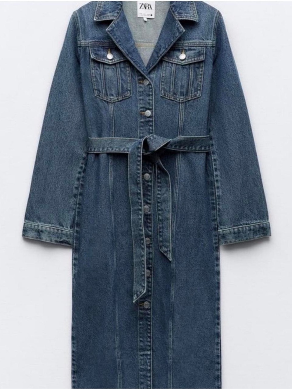 NWT Zara Denim Dress With Pockets Faded Blue - Picture 7 of 11